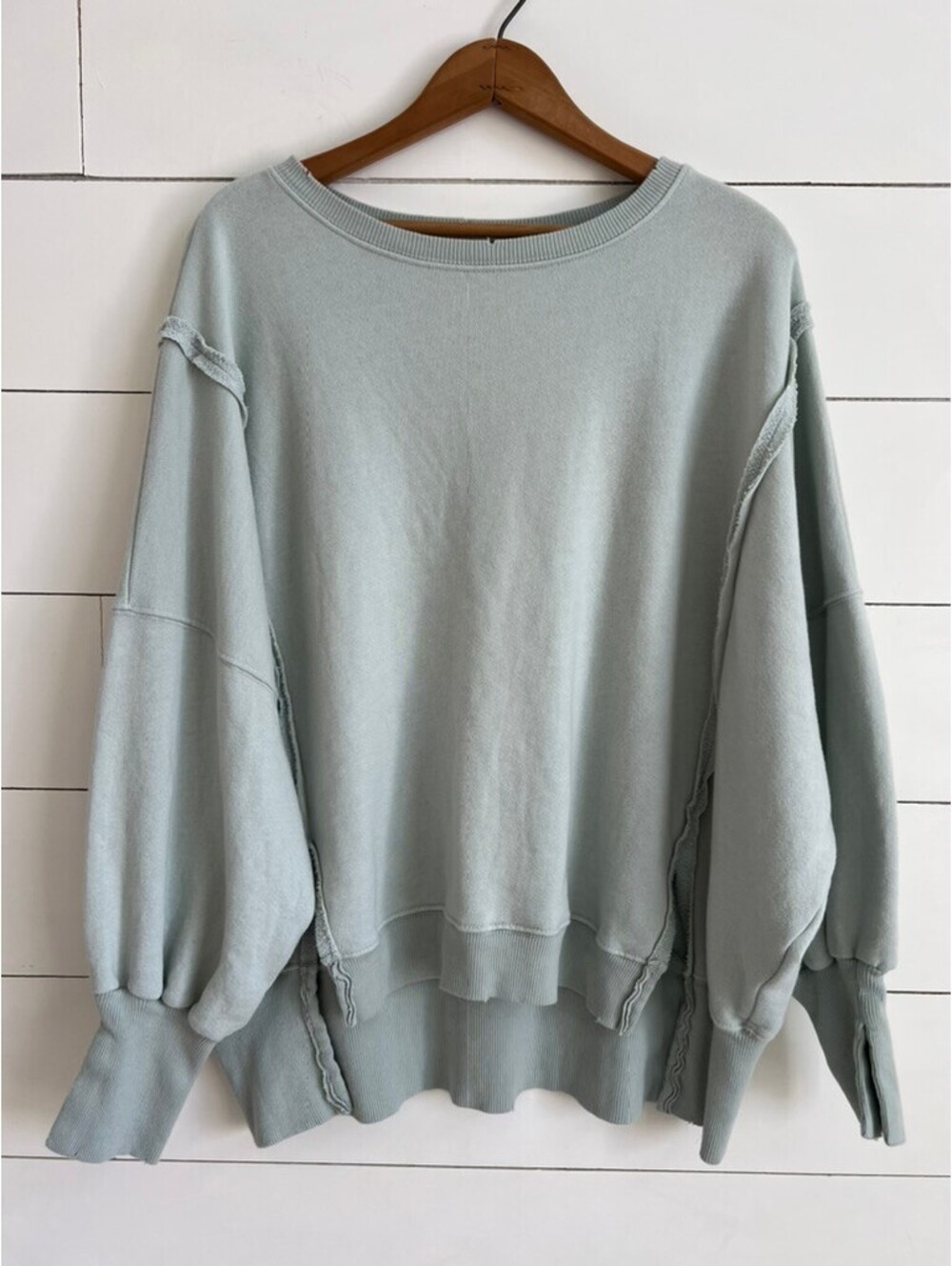 NWOT Free People Camden Sweatshirt Pale Mint XS Boho Athleisure Streetwear